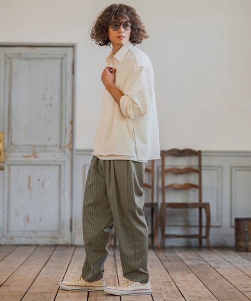 CAMBIO（カンビオ）の「mp14667-Classic Pinstripe Tapered Pants テーパードパンツ(S60326cmb)（スラックス・メンズ・ダークカーキ/ライトグレー/ブラック/グレイッシュベージュ・S/M/L）」の14枚目の写真