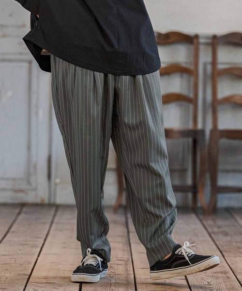 CAMBIO（カンビオ）の「mp14667-Classic Pinstripe Tapered Pants テーパードパンツ(S60326cmb)（スラックス・メンズ・ダークカーキ/ライトグレー/ブラック/グレイッシュベージュ・S/M/L）」の15枚目の写真