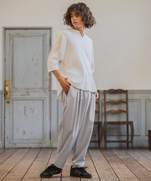 CAMBIO（カンビオ）の「mp14667-Classic Pinstripe Tapered Pants テーパードパンツ(S60326cmb)（スラックス・メンズ・ダークカーキ/ライトグレー/ブラック/グレイッシュベージュ・S/M/L）」の22枚目の写真