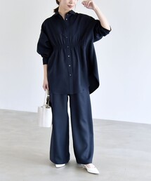 SHIPS（シップス）の「quaranciel:〈洗濯機可能〉ギャザー シャツ & イージー パンツ セットアップ（セットアップ）」