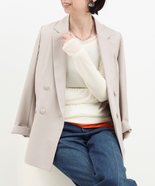 MICO COULIER（ミコクリエ）の「シアーフライス×チュールレイヤードプルオーバー（Tシャツ/カットソー・レディース・ベビーピンク/ライトグレー/キナリ・38）」の5枚目の写真