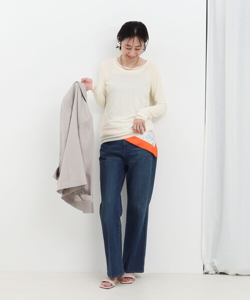 MICO COULIER（ミコクリエ）の「シアーフライス×チュールレイヤードプルオーバー（Tシャツ/カットソー・レディース・ベビーピンク/ライトグレー/キナリ・38）」の6枚目の写真