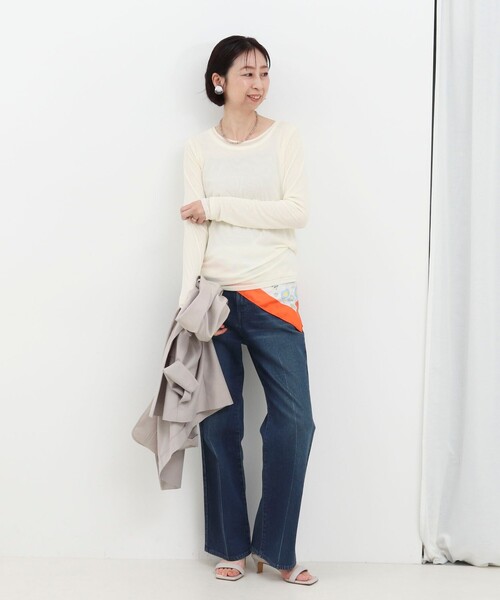 MICO COULIER（ミコクリエ）の「シアーフライス×チュールレイヤードプルオーバー（Tシャツ/カットソー・レディース・ベビーピンク/ライトグレー/キナリ・38）」の7枚目の写真