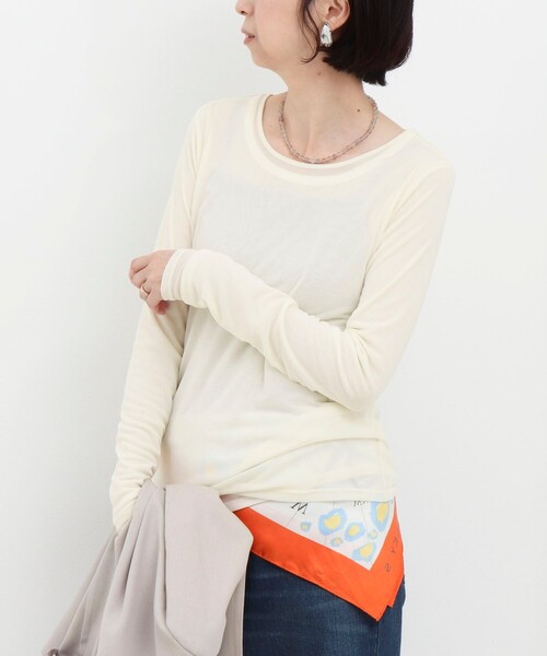 MICO COULIER（ミコクリエ）の「シアーフライス×チュールレイヤードプルオーバー（Tシャツ/カットソー・レディース・ベビーピンク/ライトグレー/キナリ・38）」の10枚目の写真