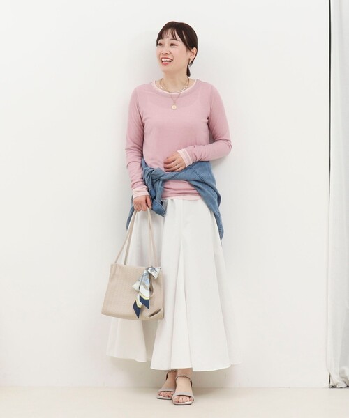 MICO COULIER（ミコクリエ）の「シアーフライス×チュールレイヤードプルオーバー（Tシャツ/カットソー・レディース・ベビーピンク/ライトグレー/キナリ・38）」の13枚目の写真