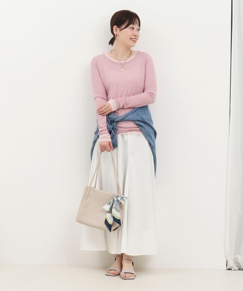 MICO COULIER（ミコクリエ）の「シアーフライス×チュールレイヤードプルオーバー（Tシャツ/カットソー・レディース・ベビーピンク/ライトグレー/キナリ・38）」の15枚目の写真