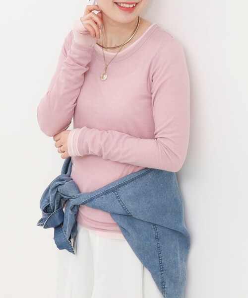 MICO COULIER（ミコクリエ）の「シアーフライス×チュールレイヤードプルオーバー（Tシャツ/カットソー・レディース・ベビーピンク/ライトグレー/キナリ・38）」の16枚目の写真