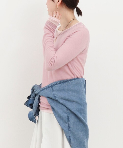 MICO COULIER（ミコクリエ）の「シアーフライス×チュールレイヤードプルオーバー（Tシャツ/カットソー・レディース・ベビーピンク/ライトグレー/キナリ・38）」の17枚目の写真