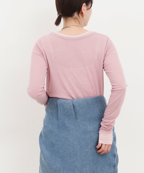 MICO COULIER（ミコクリエ）の「シアーフライス×チュールレイヤードプルオーバー（Tシャツ/カットソー・レディース・ベビーピンク/ライトグレー/キナリ・38）」の18枚目の写真