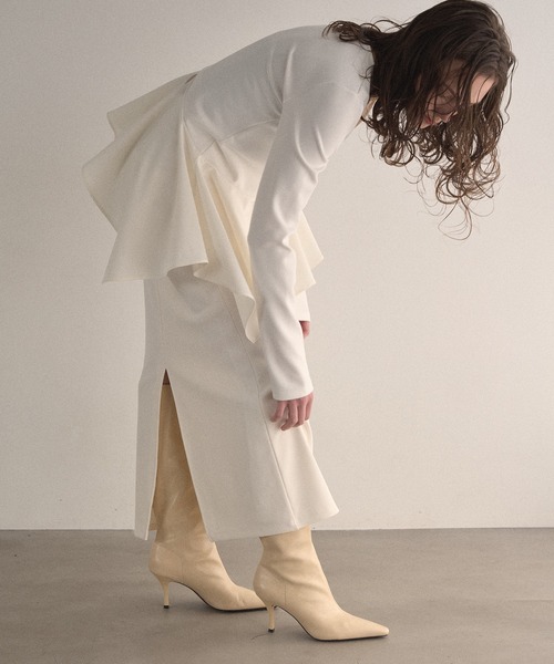 MIELI INVARIANT(ミエリインヴァリアント)の「Cut Tight Cargo Skirt(スカート・レディース・ブラック/ホワイト・SMALL/MEDIUM)」の4枚目の写真