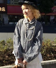 レーストリムチェックシャツ