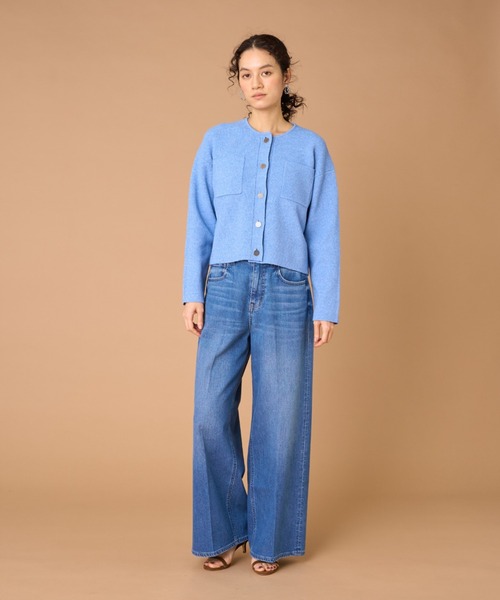 INED（イネド）の「ブークレヤーン クルーネックカーディガン（カーディガン/ボレロ・レディース・サックスブルー/オフホワイト・9号）」の3枚目の写真