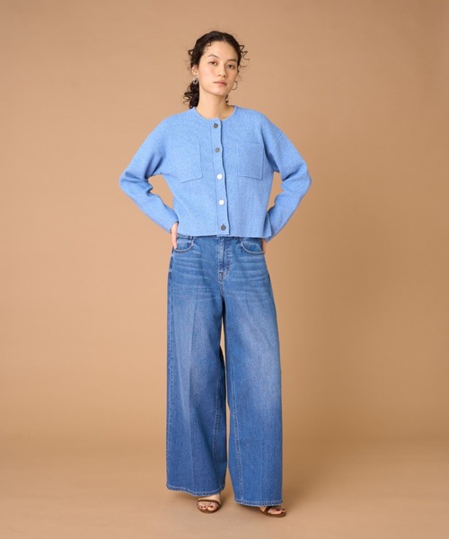 INED（イネド）の「ブークレヤーン クルーネックカーディガン（カーディガン/ボレロ・レディース・サックスブルー/オフホワイト・9号）」の4枚目の写真