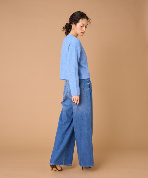 INED（イネド）の「ブークレヤーン クルーネックカーディガン（カーディガン/ボレロ・レディース・サックスブルー/オフホワイト・9号）」の5枚目の写真