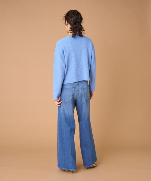 INED（イネド）の「ブークレヤーン クルーネックカーディガン（カーディガン/ボレロ・レディース・サックスブルー/オフホワイト・9号）」の6枚目の写真