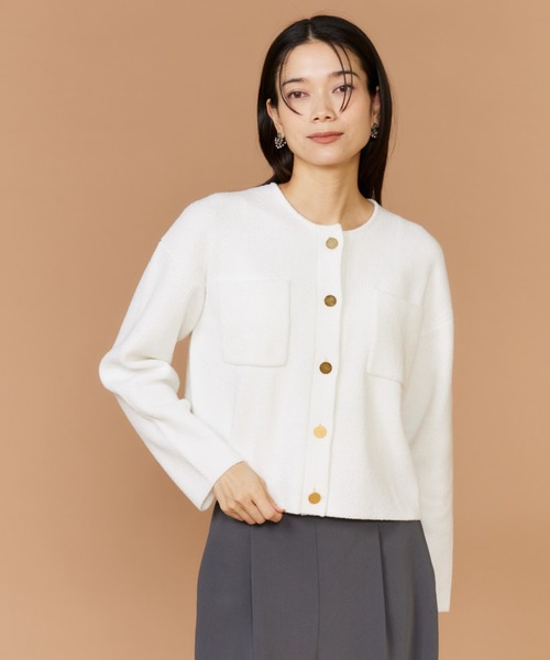 INED（イネド）の「ブークレヤーン クルーネックカーディガン（カーディガン/ボレロ・レディース・サックスブルー/オフホワイト・9号）」の11枚目の写真
