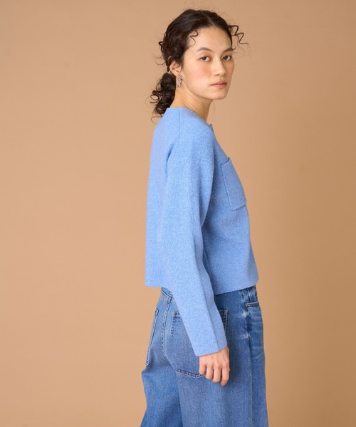 INED（イネド）の「ブークレヤーン クルーネックカーディガン（カーディガン/ボレロ・レディース・サックスブルー/オフホワイト・9号）」の13枚目の写真