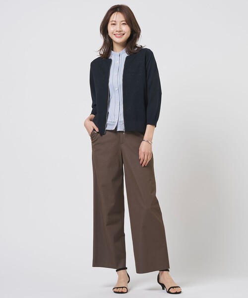 J.PRESS Ladies(J.プレス レディス)の「【季節の変わり目に】Lace Jacquard ニット ブルゾン(ブルゾン・レディース・ホワイト系/ブラウン系/ネイビー系・SMALL)」の7枚目の写真