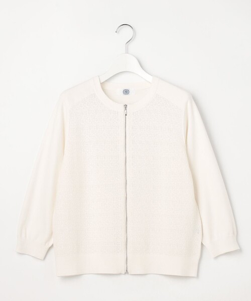 J.PRESS Ladies(J.プレス レディス)の「【季節の変わり目に】Lace Jacquard ニット ブルゾン(ブルゾン・レディース・ホワイト系/ブラウン系/ネイビー系・SMALL)」の9枚目の写真