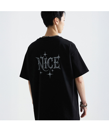 ナイスプリントドロップショルダーTシャツブラック