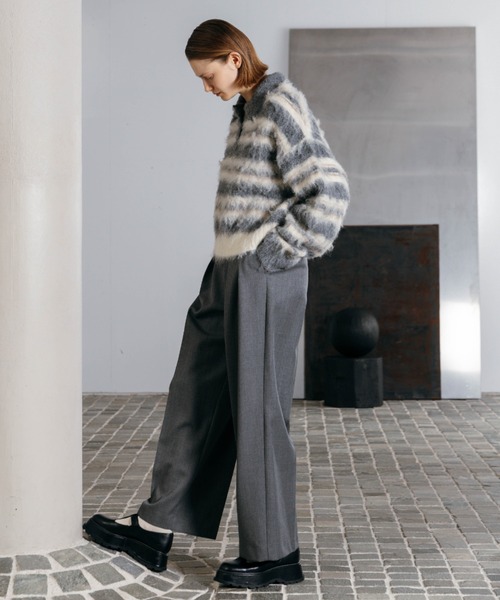 CREDONA(クレドナ)の「MOHAIR BORDER KNIT/モヘヤボーダーニット(ニット/セーター・レディース・ベージュ/グレー・FREE)」の11枚目の写真