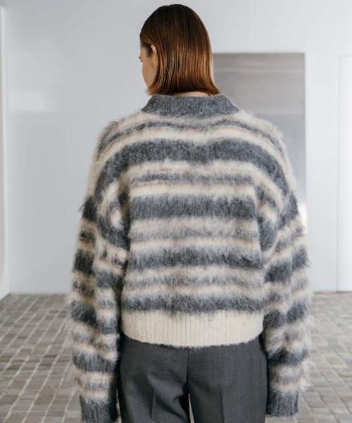 CREDONA(クレドナ)の「MOHAIR BORDER KNIT/モヘヤボーダーニット(ニット/セーター・レディース・ベージュ/グレー・FREE)」の16枚目の写真