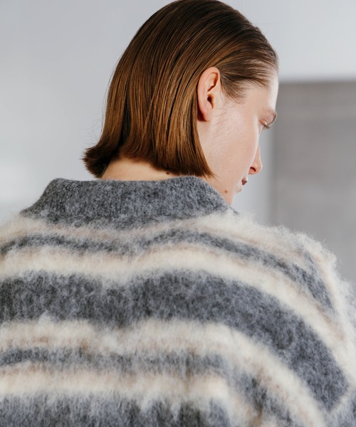 CREDONA(クレドナ)の「MOHAIR BORDER KNIT/モヘヤボーダーニット(ニット/セーター・レディース・ベージュ/グレー・FREE)」の15枚目の写真