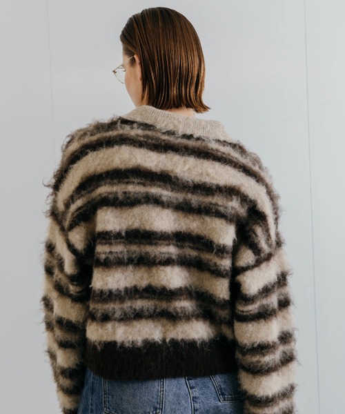 CREDONA(クレドナ)の「MOHAIR BORDER KNIT/モヘヤボーダーニット(ニット/セーター・レディース・ベージュ/グレー・FREE)」の21枚目の写真
