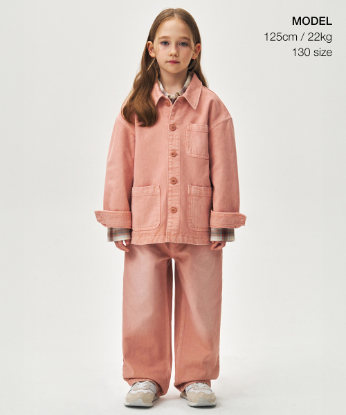 MUSINSA STANDARD KIDS（ムシンサスタンダードキッズ）の「ピグメントデニムチョアジャケット [コーラル]（ブルゾン・レディース・その他・110/120/130/140/150/160）」の2枚目の写真