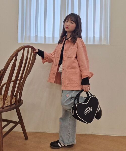 MUSINSA STANDARD KIDS（ムシンサスタンダードキッズ）の「ピグメントデニムチョアジャケット [コーラル]（ブルゾン・レディース・その他・110/120/130/140/150/160）」の9枚目の写真
