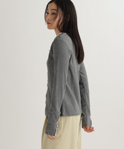 studio CLIP（スタディオクリップ）の「【daily CLIP】カットレイヤードフリフリカーディガン（カーディガン/ボレロ・レディース・チャコール/オフホワイト/レッド・FREE）」の12枚目の写真