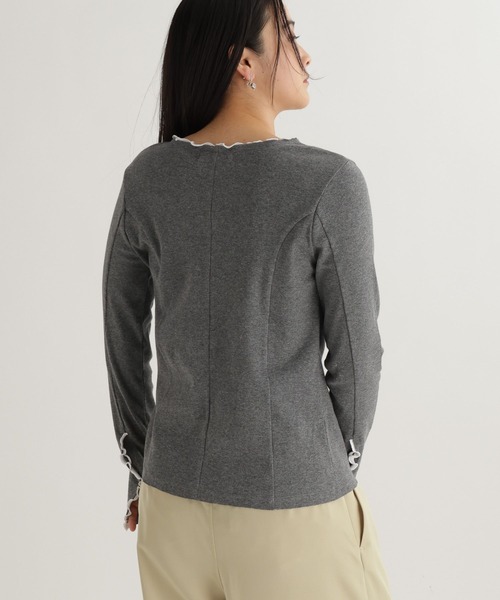 studio CLIP（スタディオクリップ）の「【daily CLIP】カットレイヤードフリフリカーディガン（カーディガン/ボレロ・レディース・チャコール/オフホワイト/レッド・FREE）」の13枚目の写真