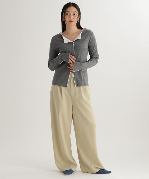 studio CLIP（スタディオクリップ）の「【daily CLIP】カットレイヤードフリフリカーディガン（カーディガン/ボレロ・レディース・チャコール/オフホワイト/レッド・FREE）」の14枚目の写真