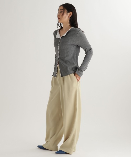 studio CLIP（スタディオクリップ）の「【daily CLIP】カットレイヤードフリフリカーディガン（カーディガン/ボレロ・レディース・チャコール/オフホワイト/レッド・FREE）」の15枚目の写真