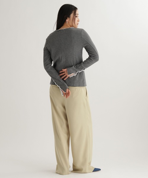 studio CLIP（スタディオクリップ）の「【daily CLIP】カットレイヤードフリフリカーディガン（カーディガン/ボレロ・レディース・チャコール/オフホワイト/レッド・FREE）」の17枚目の写真