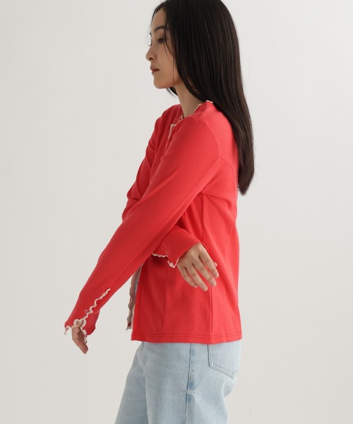 studio CLIP（スタディオクリップ）の「【daily CLIP】カットレイヤードフリフリカーディガン（カーディガン/ボレロ・レディース・チャコール/オフホワイト/レッド・FREE）」の21枚目の写真