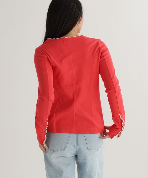 studio CLIP（スタディオクリップ）の「【daily CLIP】カットレイヤードフリフリカーディガン（カーディガン/ボレロ・レディース・チャコール/オフホワイト/レッド・FREE）」の22枚目の写真