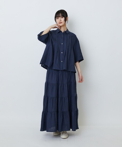 LOISIR(ロワズィール)の「タックディテールブラウス(シャツ/ブラウス・レディース・オフホワイト/ネイビー/チェック・FREE)」の18枚目の写真