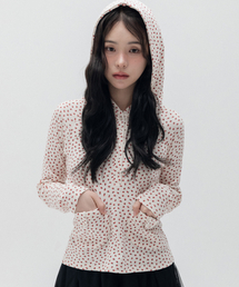 HIGH SCHOOL DISCO（ハイスクールディスコ）の「ストロベリーヘンリーネックフードロングスリーブ_アイボリー（Tシャツ/カットソー）」