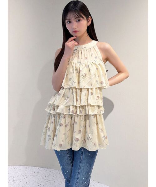 RESEXXY（リゼクシー）の「【memorif.】フラワーアメスリラッフルチュニック【セットアップ着用可能】（その他トップス・レディース・イエロー/ホワイト・FREE）」の22枚目の写真