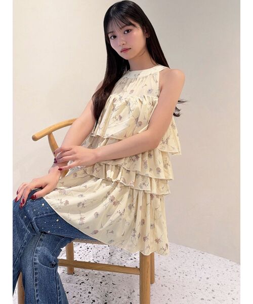 RESEXXY（リゼクシー）の「【memorif.】フラワーアメスリラッフルチュニック【セットアップ着用可能】（その他トップス・レディース・イエロー/ホワイト・FREE）」の21枚目の写真