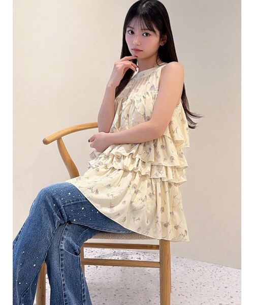 RESEXXY（リゼクシー）の「【memorif.】フラワーアメスリラッフルチュニック【セットアップ着用可能】（その他トップス・レディース・イエロー/ホワイト・FREE）」の20枚目の写真