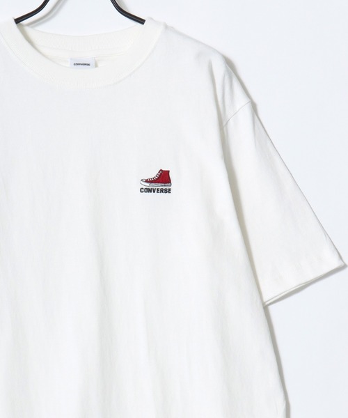 CONVERSE(コンバース)の「CONVERSE/コンバース オールスター ロゴ ワンポイント刺繍 半袖Tシャツ/無地T/リブライン リンガーT/レディース メンズ(Tシャツ/カットソー・レディース・ネイビー/ホワイト系その他/ダークグリーン/ブラック/ホワイト/ブラック系その他/ブルー系その他/グリーン系その他・M/LL/L)」の13枚目の写真