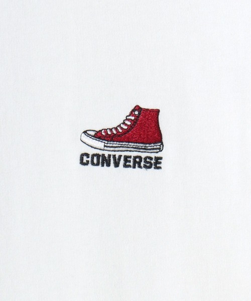 CONVERSE(コンバース)の「CONVERSE/コンバース オールスター ロゴ ワンポイント刺繍 半袖Tシャツ/無地T/リブライン リンガーT/レディース メンズ(Tシャツ/カットソー・レディース・ネイビー/ホワイト系その他/ダークグリーン/ブラック/ホワイト/ブラック系その他/ブルー系その他/グリーン系その他・M/LL/L)」の10枚目の写真