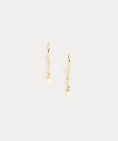 フェイクパール フープ ドロップ ピアス（ピアス（両耳用））｜LAUREN