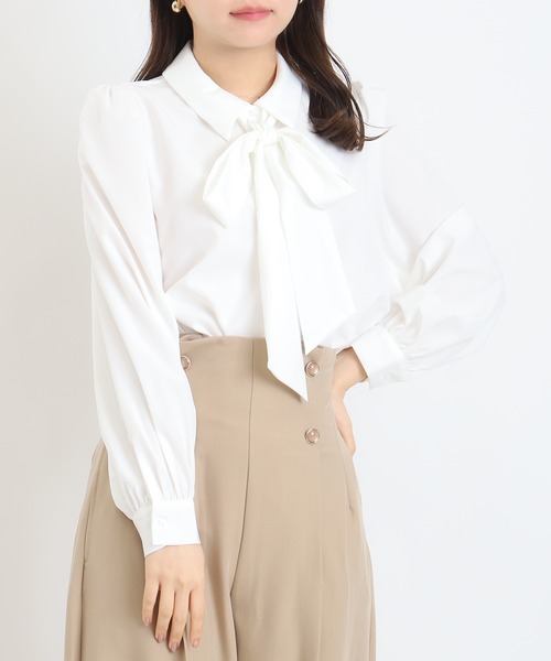 ASTORIA ODIER（アストリアオディール）の「リボンタイシャツブラウス（シャツ/ブラウス・レディース・ミント/ホワイト/ブルー・MEDIUM）」の22枚目の写真