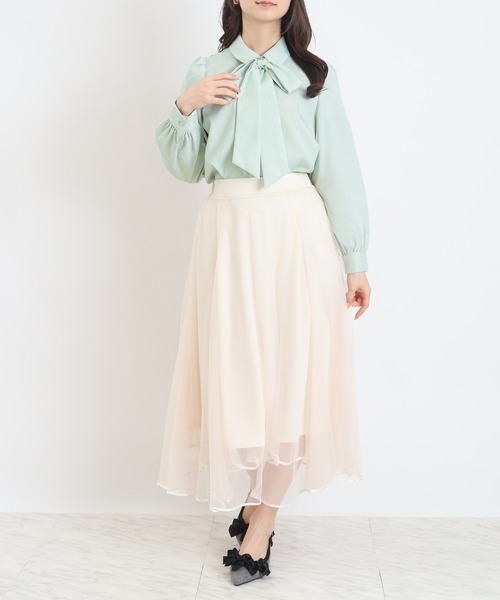 ASTORIA ODIER（アストリアオディール）の「リボンタイシャツブラウス（シャツ/ブラウス・レディース・ミント/ホワイト/ブルー・MEDIUM）」の13枚目の写真