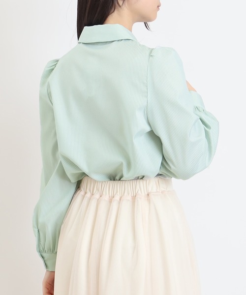 ASTORIA ODIER（アストリアオディール）の「リボンタイシャツブラウス（シャツ/ブラウス・レディース・ミント/ホワイト/ブルー・MEDIUM）」の15枚目の写真