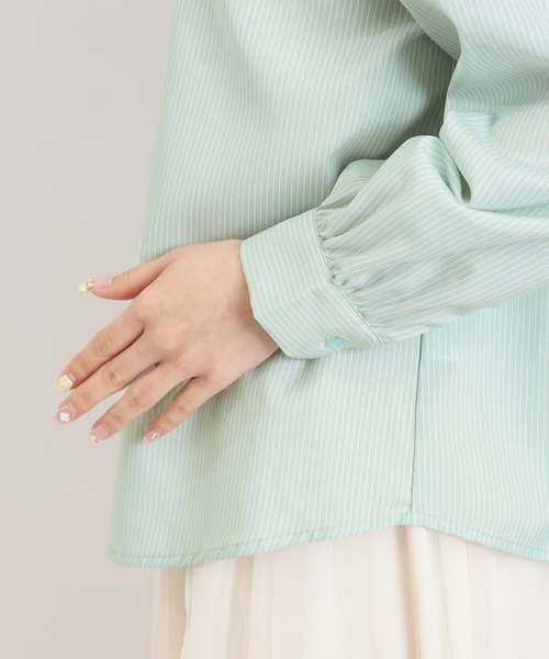 ASTORIA ODIER（アストリアオディール）の「リボンタイシャツブラウス（シャツ/ブラウス・レディース・ミント/ホワイト/ブルー・MEDIUM）」の7枚目の写真