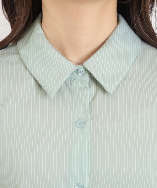 ASTORIA ODIER（アストリアオディール）の「リボンタイシャツブラウス（シャツ/ブラウス・レディース・ミント/ホワイト/ブルー・MEDIUM）」の8枚目の写真